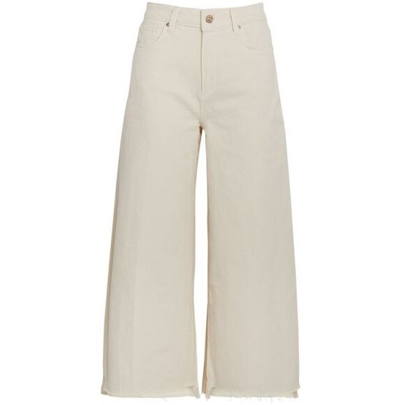 PAIGE Frankie Wide Leg Jeans with Seamed Belt Loops in DESERT DUNE - Picture 8 of 15